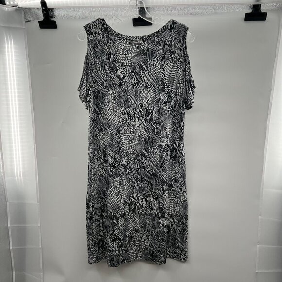 Calvin Klein Women's Cold Shoulder Short Sleeve Shift Dress Snake Print Medium - Picture 7 of 9